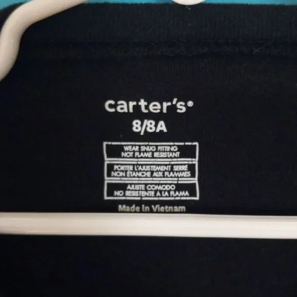 Carter's Glow in the dark Skeleton Halloween Long sleeve black shirt glowing eye - Picture 3 of 3